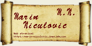 Marin Niculović vizit kartica
